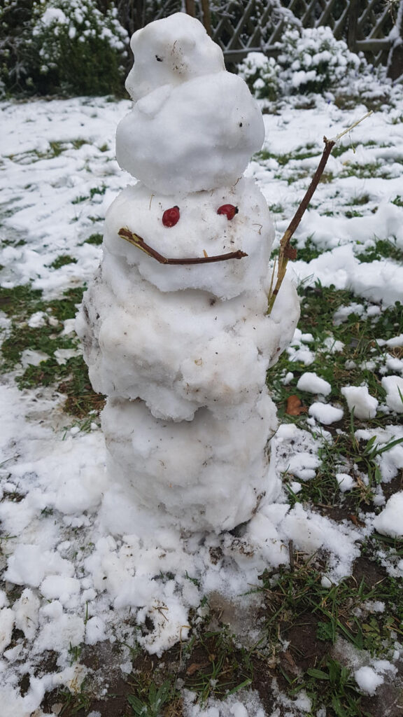 Ein Schneemann in unserem Garten
